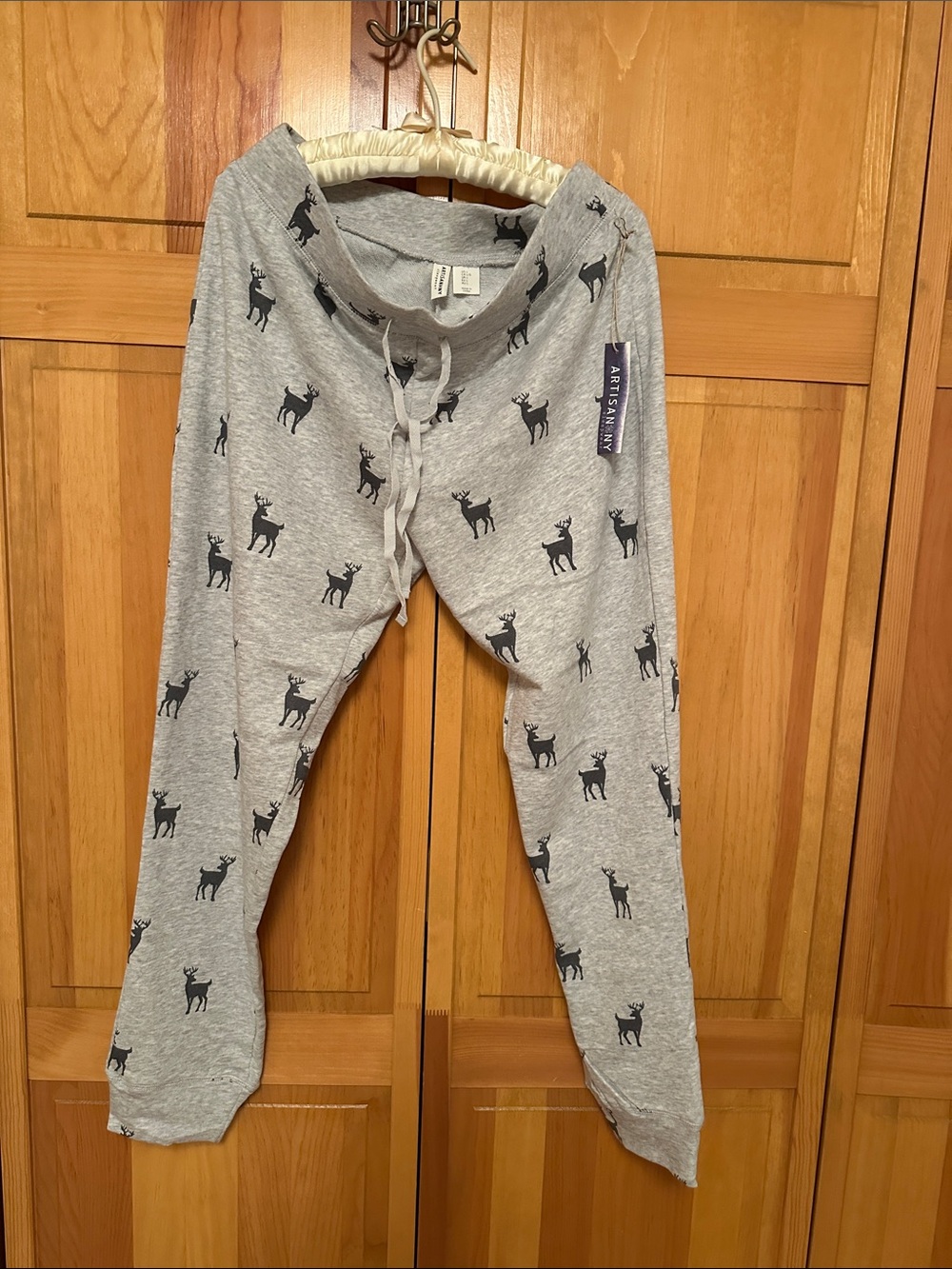 Artisan NY Kids' Grey Pajama Bottoms with Black Deer Print